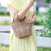 【WEB限定】麻太糸の手績み手織りバッグ　小