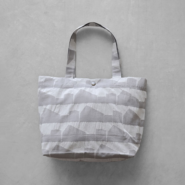 先染め朱子織シャトルジャガードトートバッグ　ライトグレー