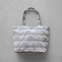 先染め朱子織シャトルジャガードトートバッグ　ライトグレー