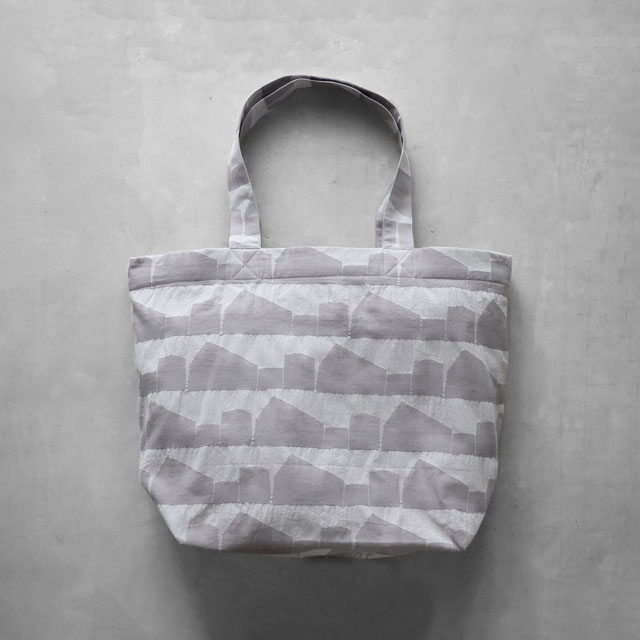 先染め朱子織シャトルジャガードビッグトートバッグ