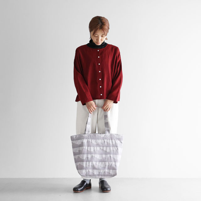 先染め朱子織シャトルジャガードビッグトートバッグ