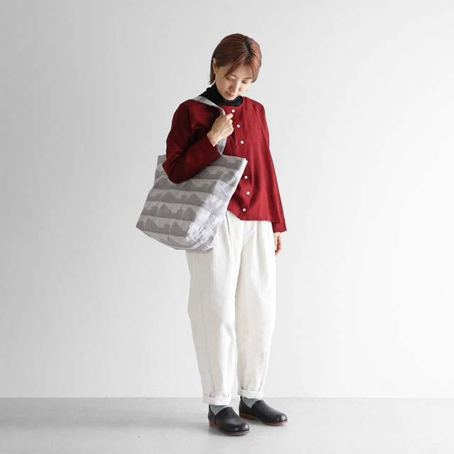 先染め朱子織シャトルジャガードビッグトートバッグ