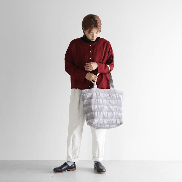 先染め朱子織シャトルジャガードビッグトートバッグ