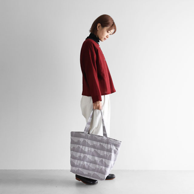 先染め朱子織シャトルジャガードビッグトートバッグ