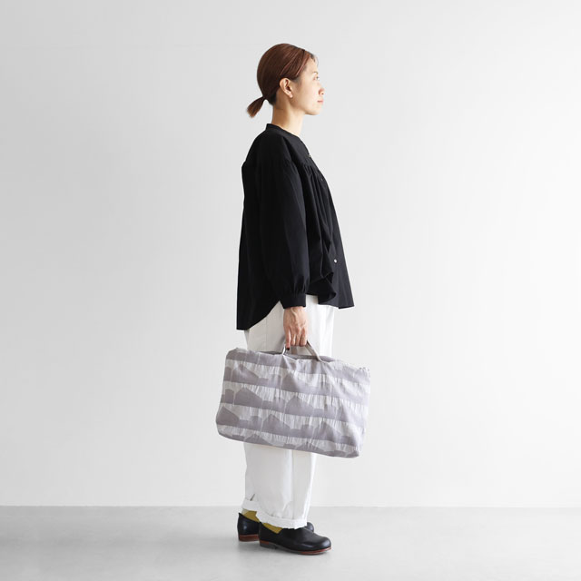 先染め朱子織シャトルジャガード2WAYショルダーバッグ　ライトグレー