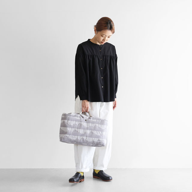 先染め朱子織シャトルジャガード2WAYショルダーバッグ　ライトグレー