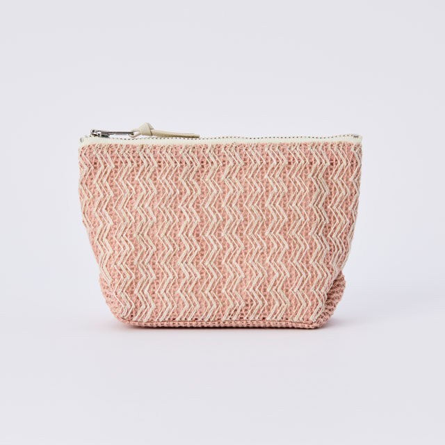 ラッセル編み舟形ポーチ