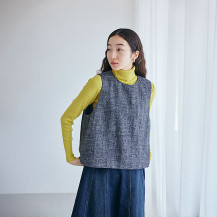 綿麻テレコのタートルネック