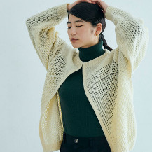 綿麻テレコのタートルネック