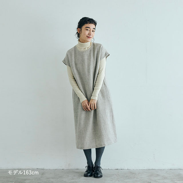 綿麻テレコのタートルネック