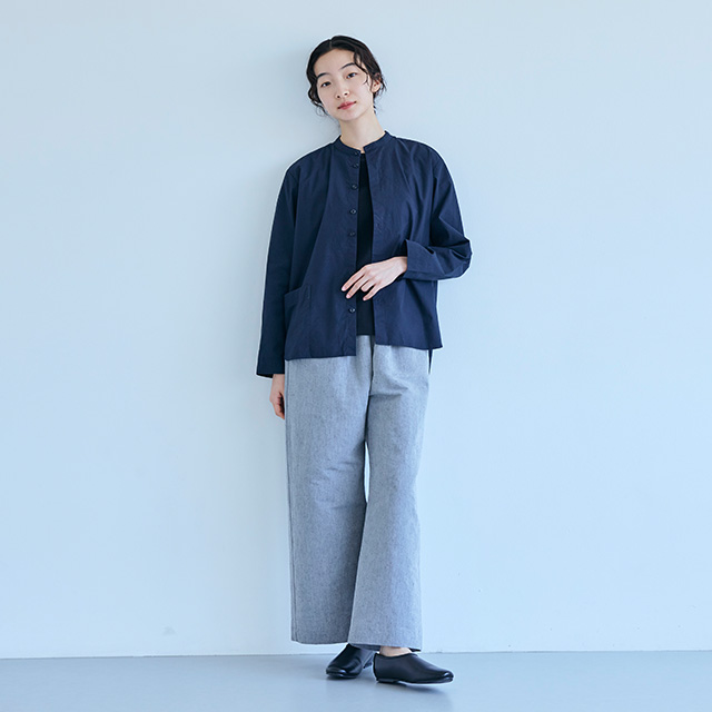 茶論シャツスタンドカラー　レディース