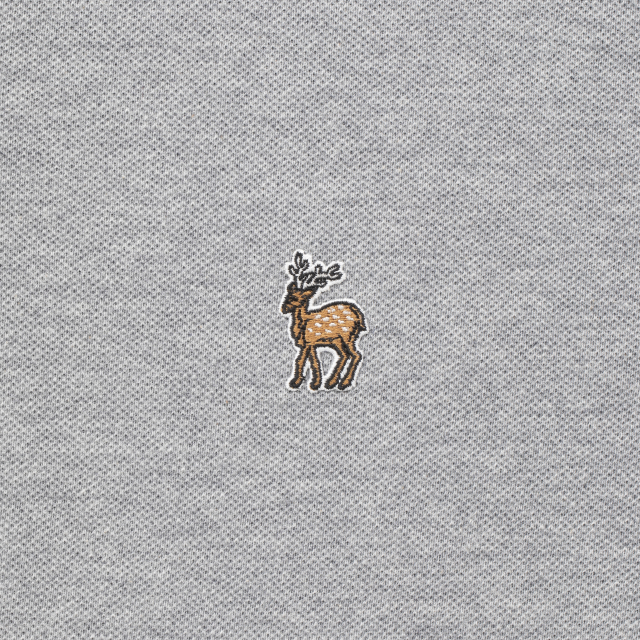 鹿の刺繍ポロシャツ　メンズ