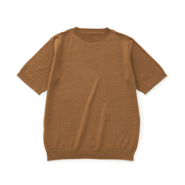 肌で着るコットンカシミヤのニットTシャツ