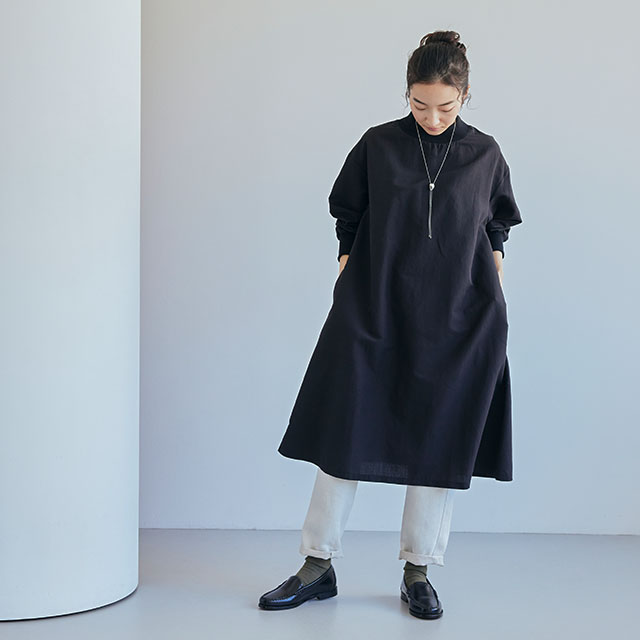 綿麻ハイネックワンピース