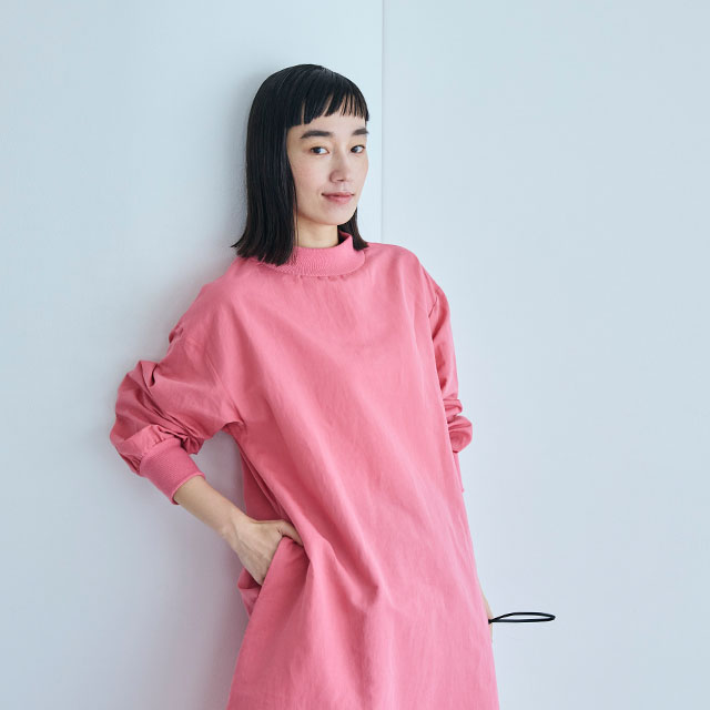 綿麻ハイネックワンピース