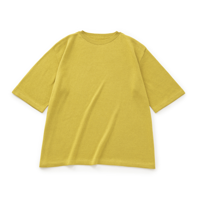 肌で着るコットンカシミヤのニットワイドTシャツ