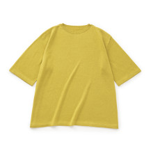 肌で着るコットンカシミヤのニットワイドTシャツ（黄）
