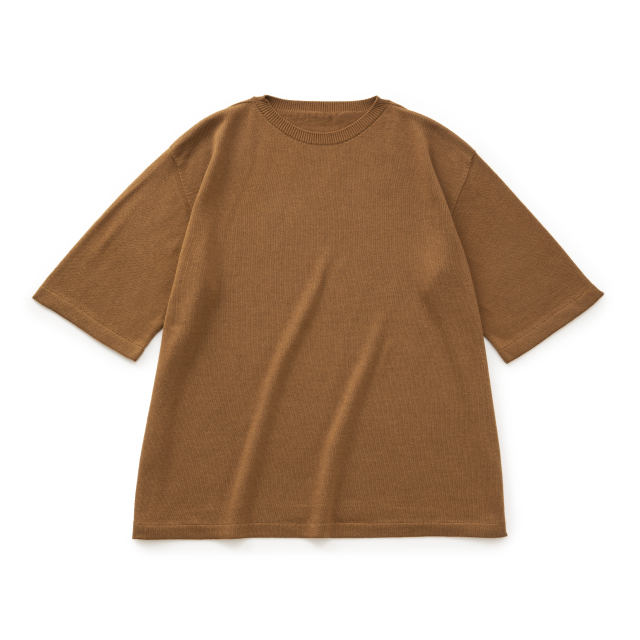 肌で着るコットンカシミヤのニットワイドTシャツ