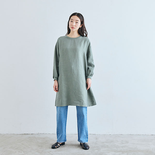 麻布Ｔシャツチュニック　長袖