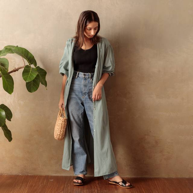 エアリーロングシャツワンピース ホワイト FREE