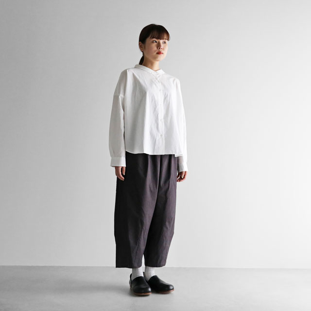 オーガニックコットンワイドブラウス 白 F