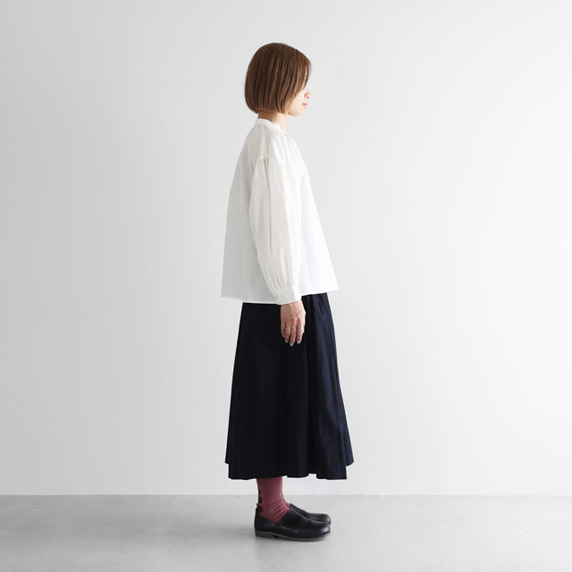 オーガニックコットンバルーンスリーブワイドブラウス 白 F