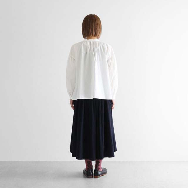 オーガニックコットンバルーンスリーブワイドブラウス 白 F