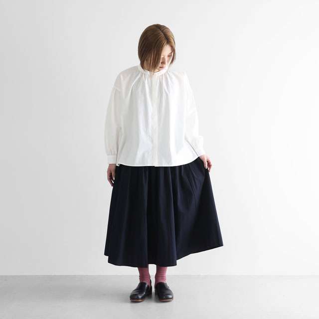 オーガニックコットンバルーンスリーブワイドブラウス 白 F