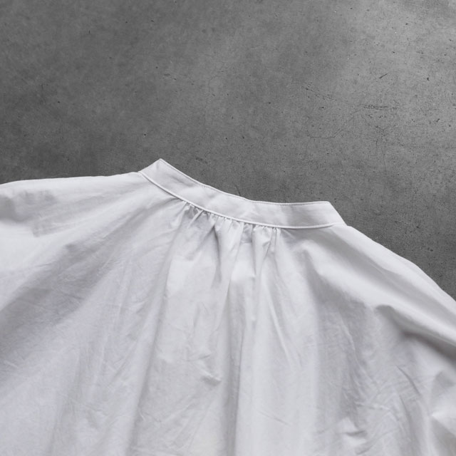 オーガニックコットンバルーンスリーブワイドブラウス 白 F