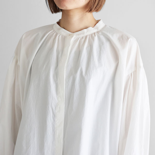 オーガニックコットンバルーンスリーブワイドブラウス 白 F