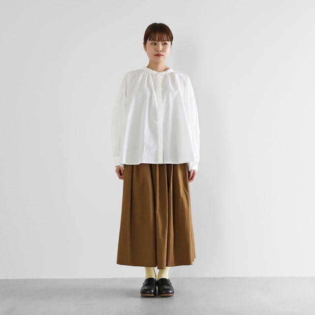 オーガニックコットンバルーンスリーブワイドブラウス 白 F