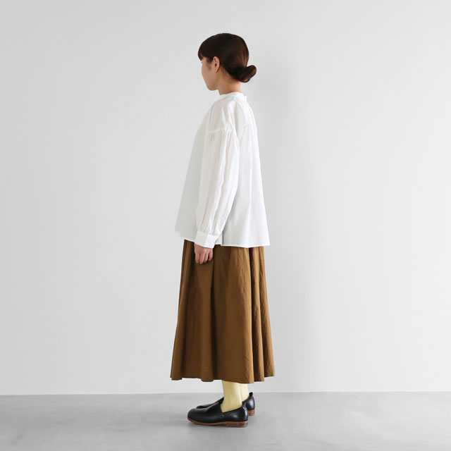 オーガニックコットンバルーンスリーブワイドブラウス 白 F