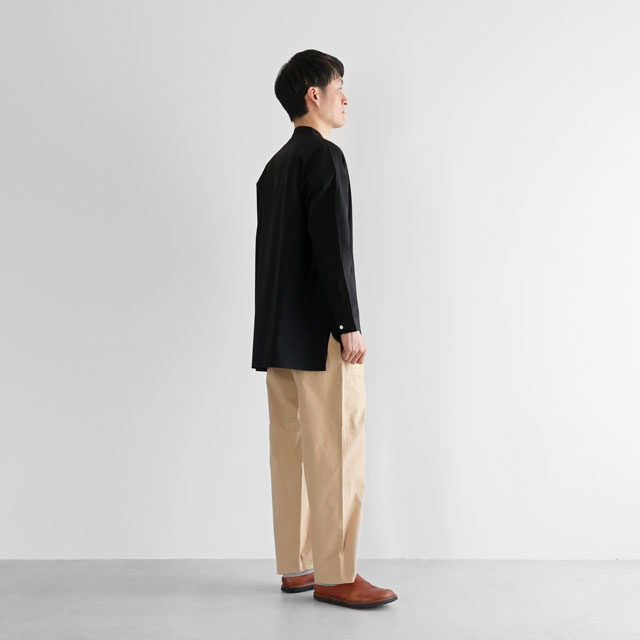 タイプライタークロスバンドカラーオーバーシャツ 黒 ﾕﾆｾｯｸｽ