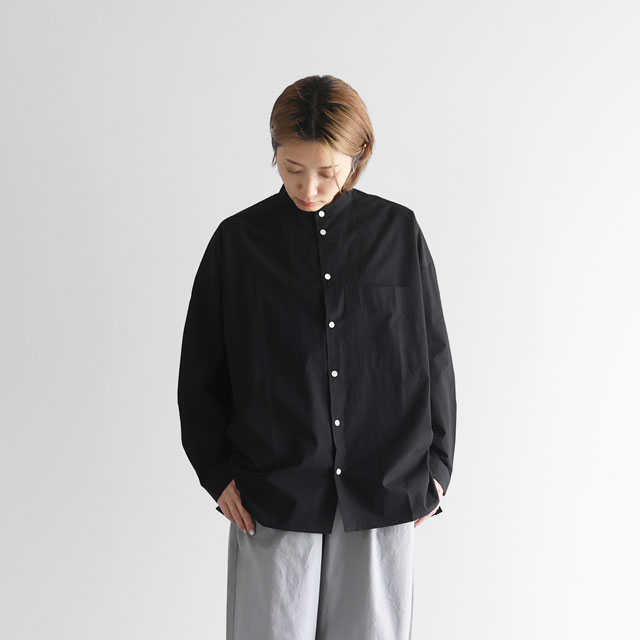 タイプライタークロスバンドカラーオーバーシャツ 黒 ﾕﾆｾｯｸｽ