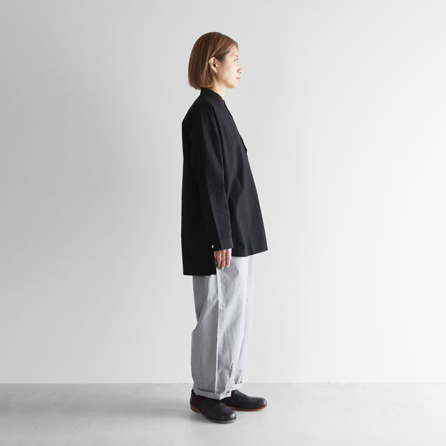 タイプライタークロスバンドカラーオーバーシャツ 黒 ﾕﾆｾｯｸｽ