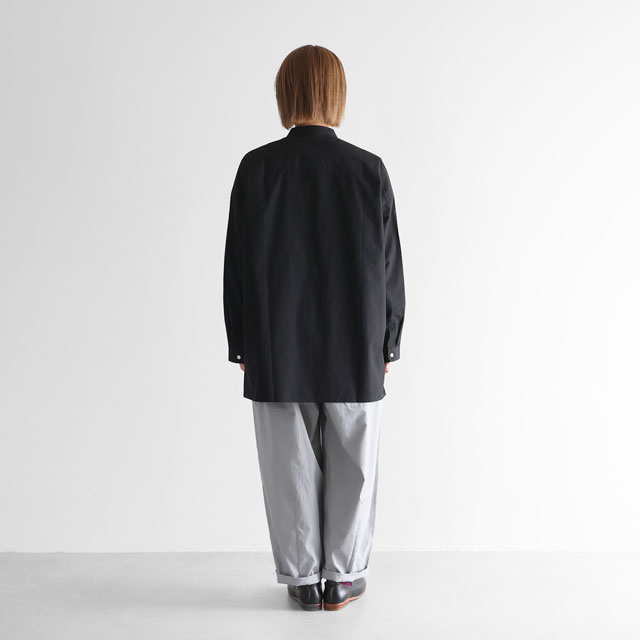 タイプライタークロスバンドカラーオーバーシャツ 黒 ﾕﾆｾｯｸｽ