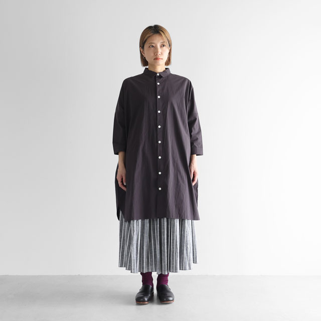 やわらかコットンロングシャツ ダークグレー ユニセックス