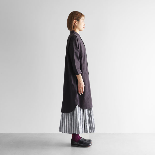 やわらかコットンロングシャツ ダークグレー ユニセックス