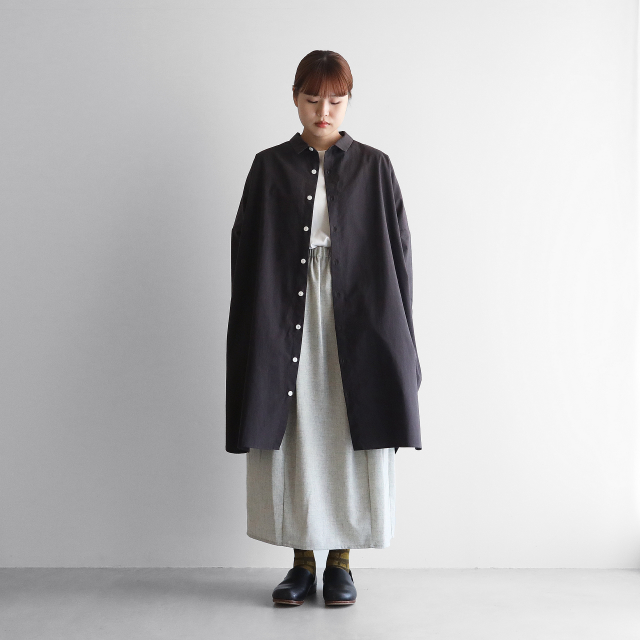やわらかコットンロングシャツ ダークグレー ユニセックス