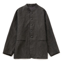 【極美品】中川政七商店 尾州ウールと麻のジャケット 黒 ノーカラー 洗える 1B 尾州ウールと麻のジャケット 中川政七商店