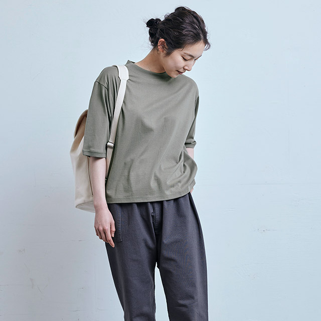 STAMP AND DIARY 政七商店別注 モックネックワイドTシャツ