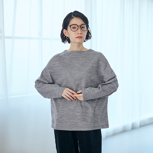 【WEB限定】綿ウール接結のワイドプルオーバー　グレー