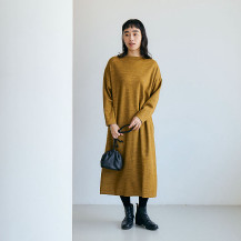 綿ウール接結のロングワンピース