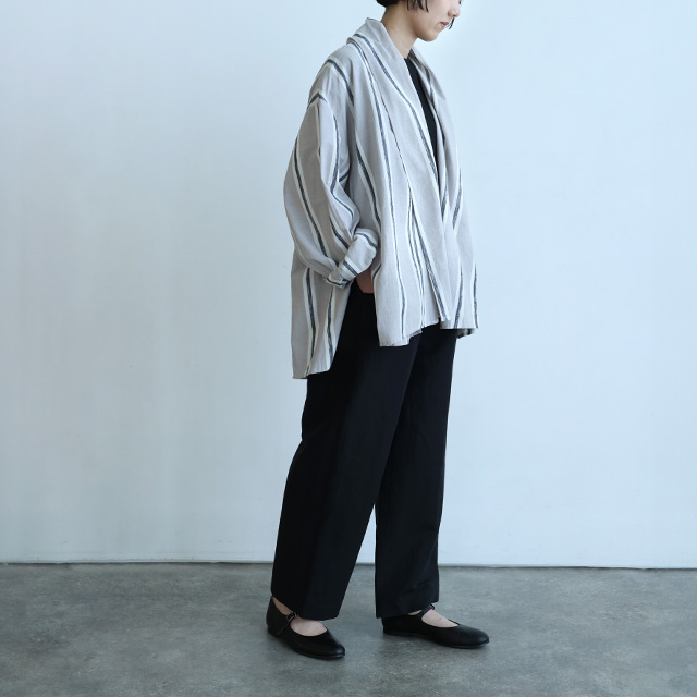 sakata short haori　マーカーストライプグレー　フリーサイズ