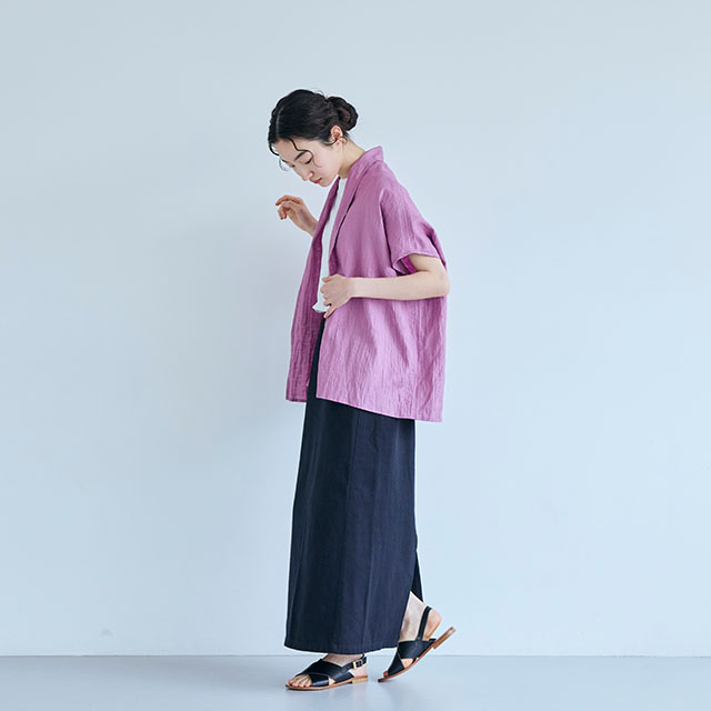 麻の皺(しわ)　羽織ブラウス