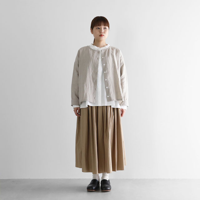 シャトルリネンショートカーディガン　きなり　フリーサイズ