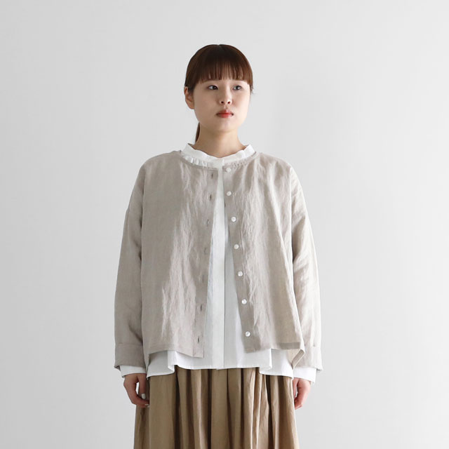 シャトルリネンショートカーディガン　きなり　フリーサイズ