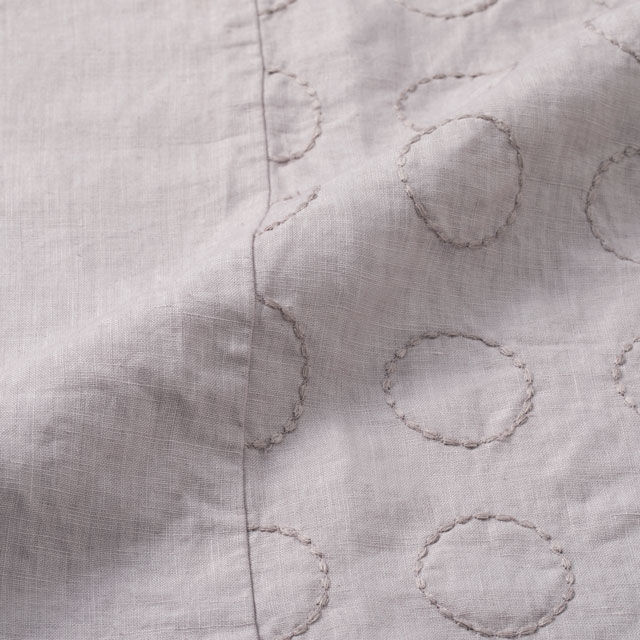 丸紋刺繍の麻布Ｔシャツチュニック