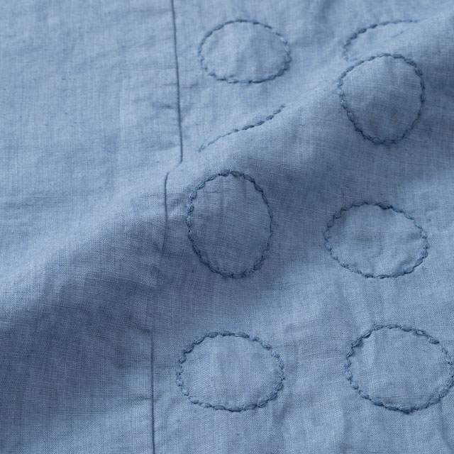 丸紋刺繍の麻布Ｔシャツチュニック