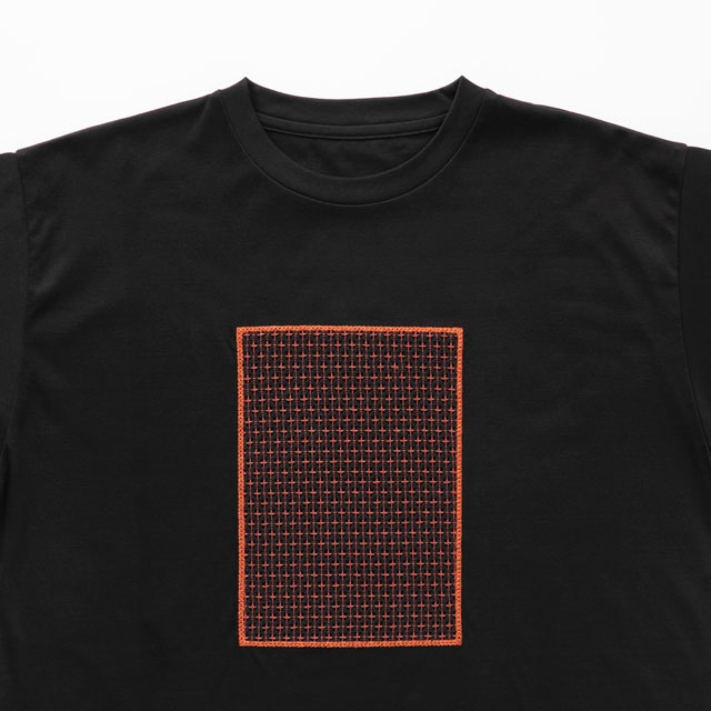 【WEB限定】布ぬのTシャツ　ラッセル編み　茶/黒　M